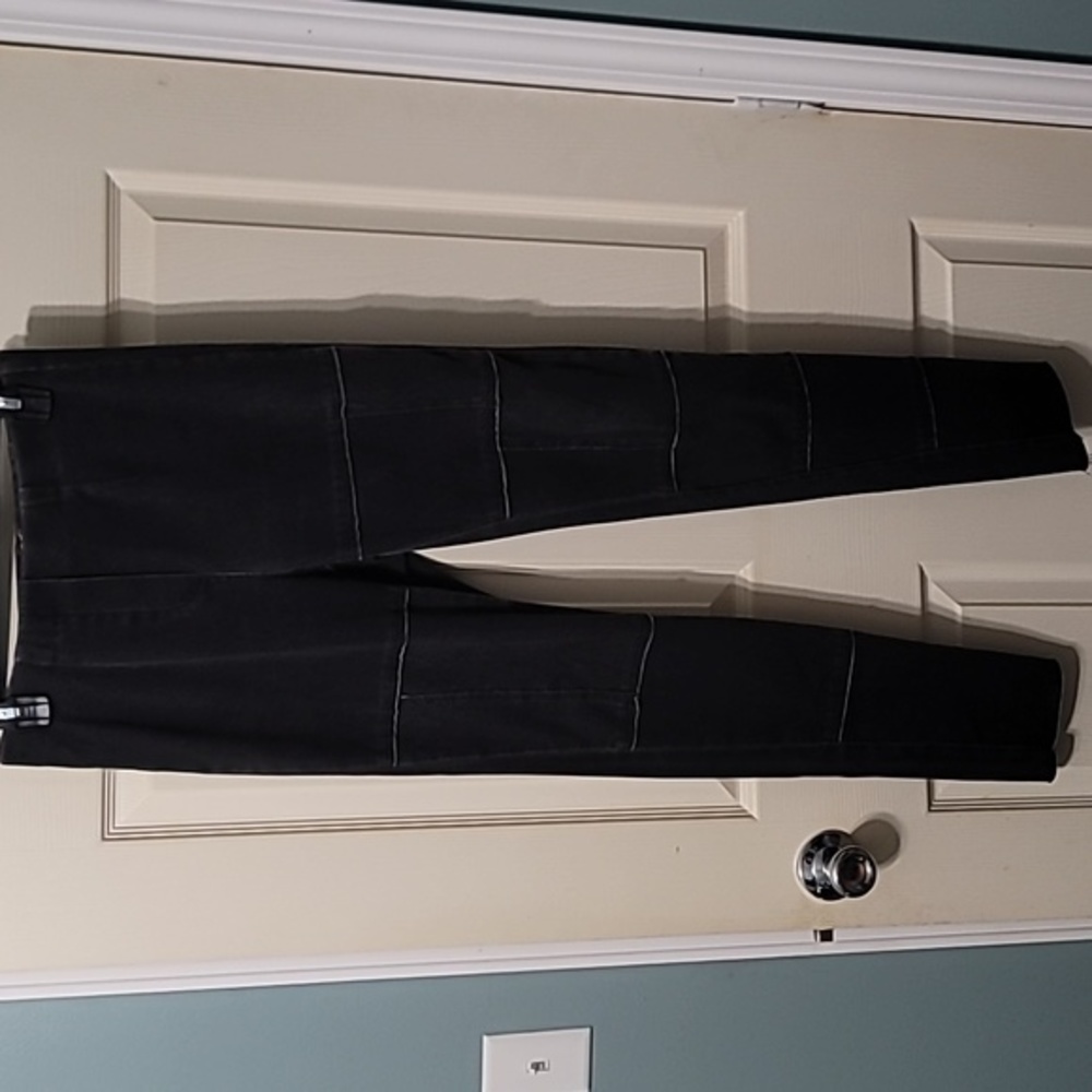 LIOR Paris 'Star' Faded Black Raw Hem Patchwork Jean-ish Leggings Women's 4 - Picture 4 of 10
